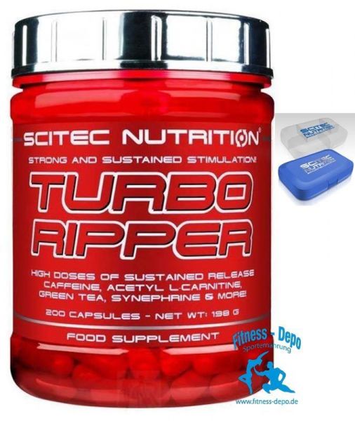 Scitec Nutrition Turbo Ripper 200/100 Kaps. Fatburner Fettverbrenner + Pillenbox