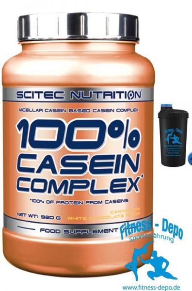 Scitec Nutrition 100% Casein Komplex (920g-2350g) + Shaker und Proben.